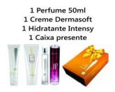 Kit com 1 perfume + 1 creme Hidratante + 1 creme D-soft